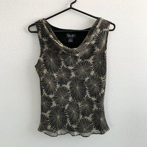 Vintage Y2K Flouncy Going Out Top 100% Silk Cowl Neck Floral Patterned